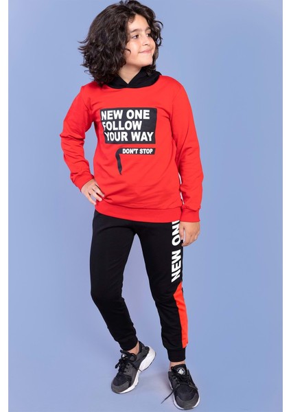 Toontoy Erkek Çocuk Kapüşonlu Baskılı Eşofman Takımı