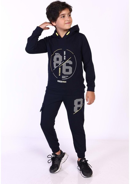 Toontoy Erkek Çocuk Kapüşonlu Baskılı Eşofman Takımı