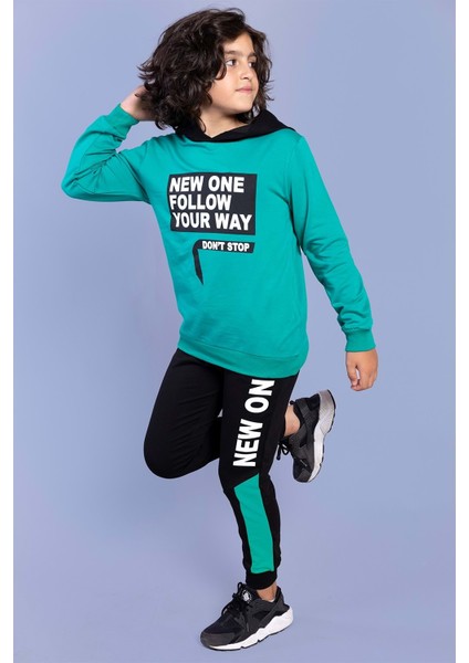 Toontoy Erkek Çocuk Kapüşonlu Baskılı Eşofman Takımı