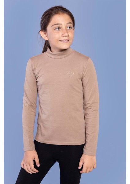 Toontoy Kız Çocuk Nakışlı Balıkçı Yaka Okul Tişörtü