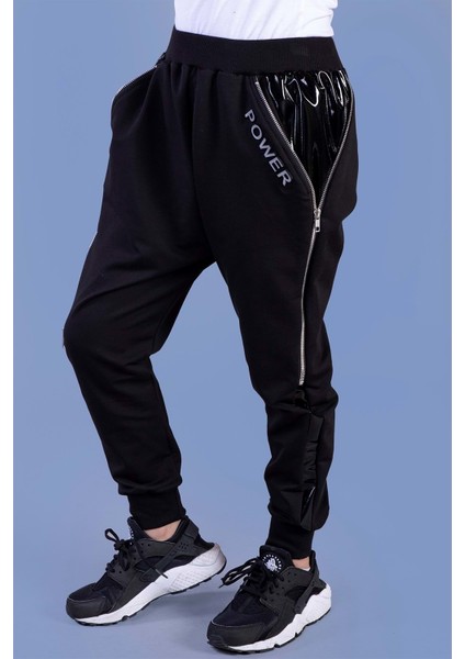 Toontoy Unisex Çocuk Fermuar Detaylı Deri Görünümlü Eşofman Alt