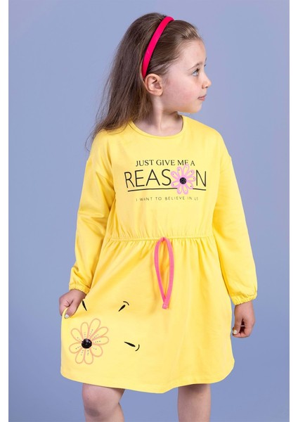 Toontoy Kız Çocuk Baskılı Elbise