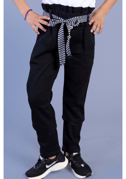 Toontoy Kız Çocuk Yüksek Bel Iki Yanı Cepli Regular Fit Jean Pantolon