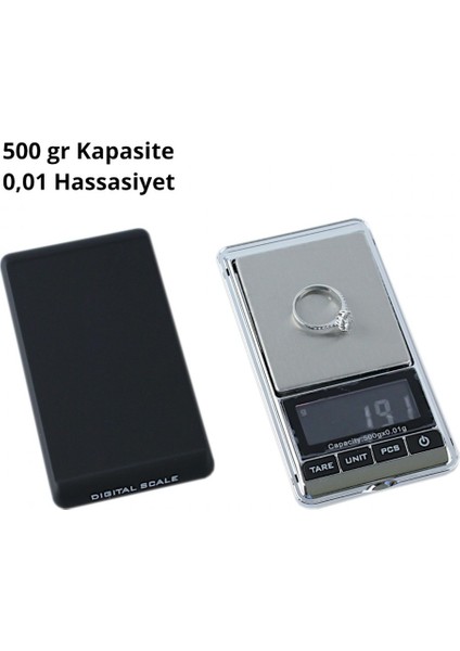 Dijital Hassas Cep Terazisi Tartı 500 G Digital Scale 0,01 Hassas