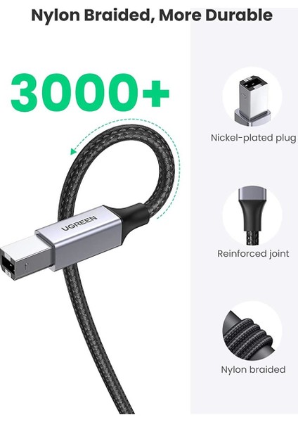 Usb-A To Usb-B 2.0 Örgülü Yazıcı Kablosu 1.5 Metre