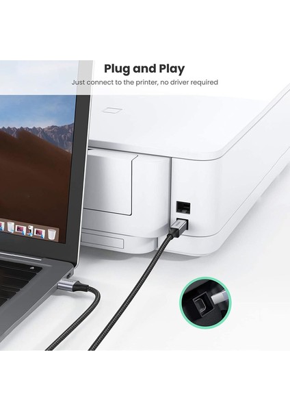 Usb-A To Usb-B 2.0 Örgülü Yazıcı Kablosu 1.5 Metre