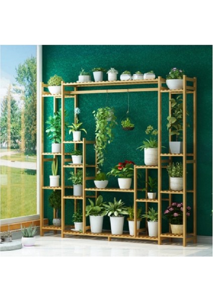 Ahşap Çiçeklik Modelleri Bahçe Balkon Salon Mobilya Dekoratif Büyük Boy Saksı Rafı Saksılık Naturel