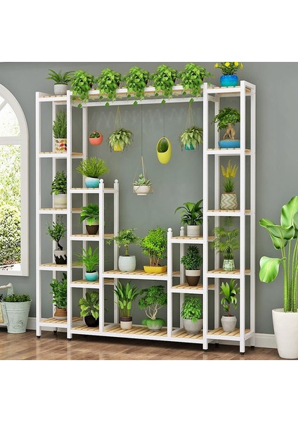 Ahşap Çiçeklik Modelleri Bahçe Balkon Salon Mobilya Dekoratif Büyük Boy Saksı Rafı Saksılık