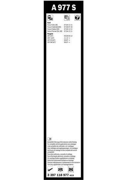 Aerotwin Silecek Seti - [650/425 Mm] Ford Focus Iı (2006 - 2011) [04,08] - A 977 S