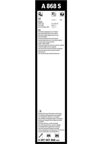 Aerotwin Silecek Seti - [650/340 Mm] Renault Captur (2013 - 2016) [J5] - A 868 S fırsatları