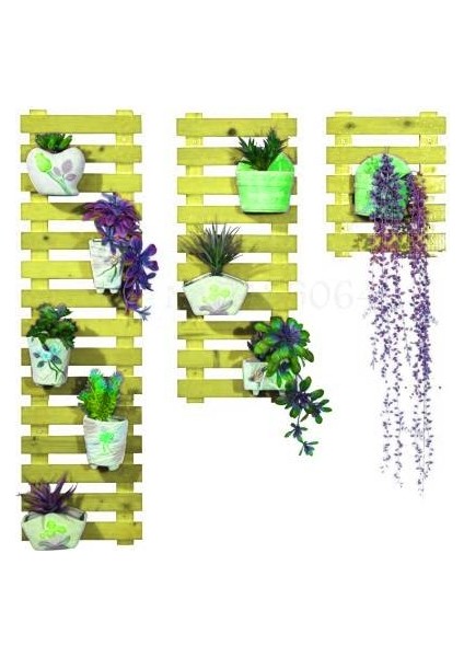 Çiçeklik Saksılık Balkon Çiçeklik Retro Obje 3 Lü Set Sarı