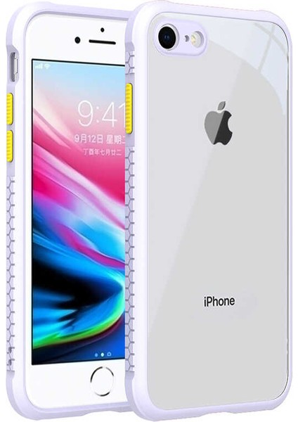 Apple iPhone SE 2020 Kılıf Kenar Renkli Sararmaz Şeffaf Kapak