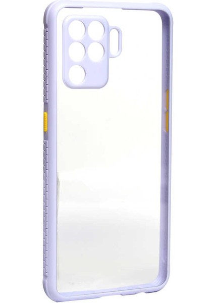 Oppo Reno 5 Lite Kılıf Kenar Renkli Sararmaz Şeffaf Kapak