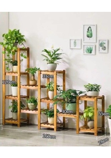 Ahşap Saksı Standı 12 Raflı Saksılık Çiçeklik