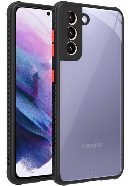 Samsung Galaxy S21 Kılıf Kenar Renkli Sararmaz Şeffaf Kapak