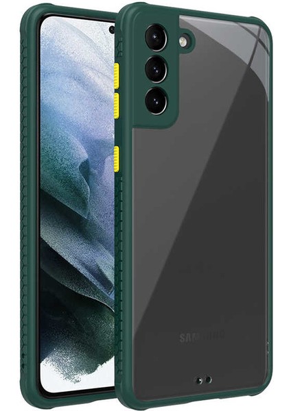 Samsung Galaxy S21 Plus Kılıf Kenar Renkli Sararmaz Şeffaf Kapak