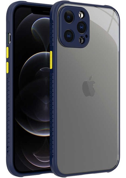 Apple iPhone 12 Pro Max Kılıf Kenar Renkli Sararmaz Şeffaf Kapak