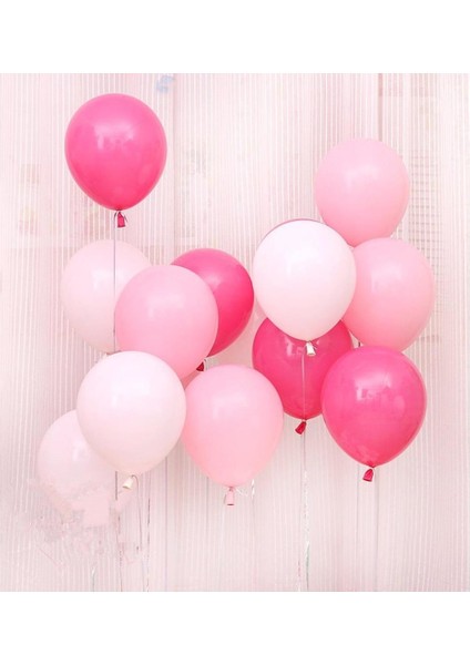 Metalik Balon Fuşya - Pembe - Beyaz 10 Adet