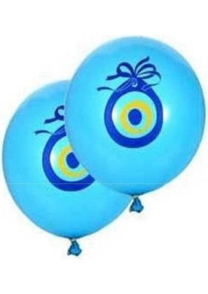 Açık Maviı Renk Nazar Boncuğu Baskılı Balon 10 Adet