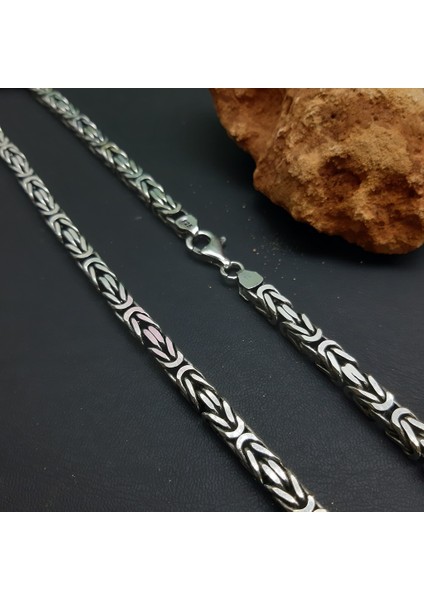 925 Ayar Gümüş Erkek Zincir Kare Kral 6 mm 65 cm fırsatları