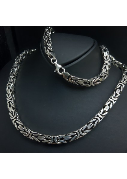 925 Ayar Gümüş Erkek Zincir Kare Kral 7 mm 70 cm