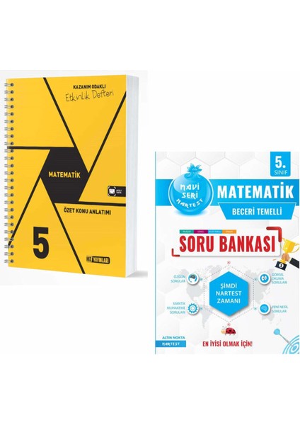 5. Sınıf Matematik Özet Konu Anlatımlı Etkinlik Kitabı ve Nartest Mavi Matematik Soru Bankası