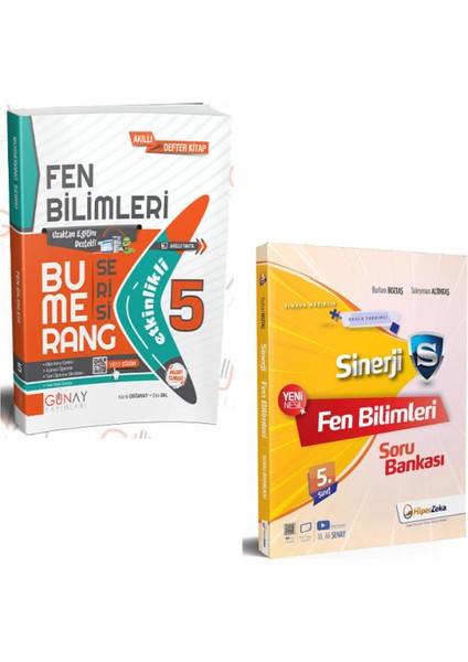 Gün&Ay Yayınları 5. Sınıf Bumerang Etkinlikli Fen Bilimleri ve Hiper Zeka Sinerji Fen Bilimleri Soru Bankası