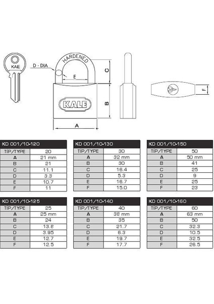 20 mm Gri Asma Kilit KD-001/10-120