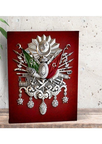Gift Osmanlı Arması Tasarımlı Dekoratif Mini Kanvas Tablo 15 x 20 Cm-5