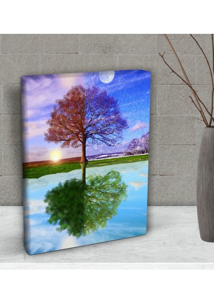 Gift Dört Mevsim Ağaç Tasarımlı Dekoratif Mini Kanvas Tablo 15 x 20 Cm-1 fiyatları