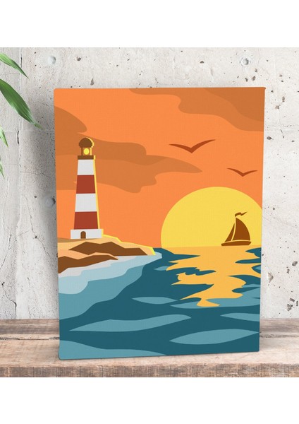 Gift Deniz Feneri Tasarımlı Dekoratif Mini Kanvas Tablo 15 x 20 Cm-2