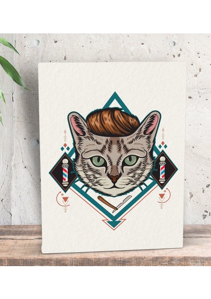 Gift Berber Kedi Tasarımlı Dekoratif Mini Kanvas Tablo 15 x 20 Cm-1