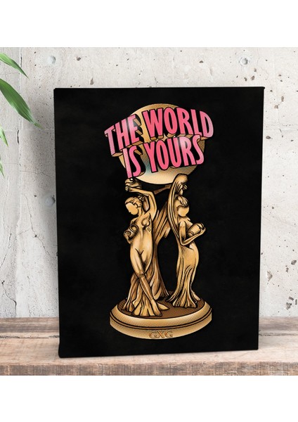 Gift The World Is Yours Tasarımlı Dekoratif Mini Kanvas Tablo 15 x 20 Cm-2