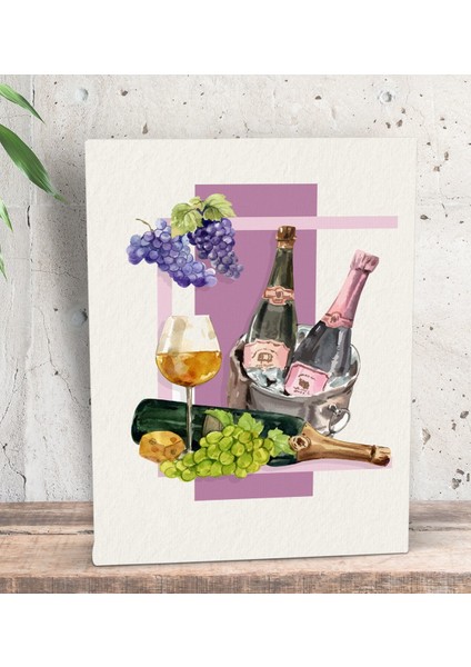 Gift Şarap Tasarımlı Dekoratif Mini Kanvas Tablo 15 x 20 Cm-10