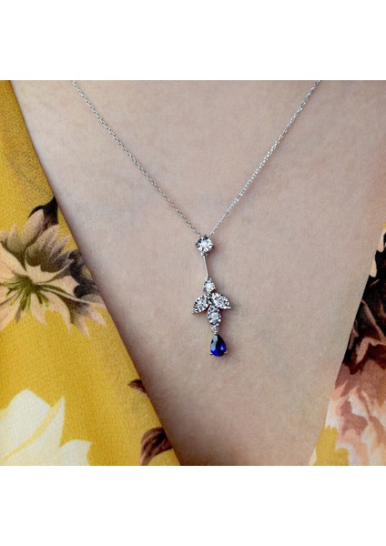 0.62 Ct. Safir Pırlanta Kolye