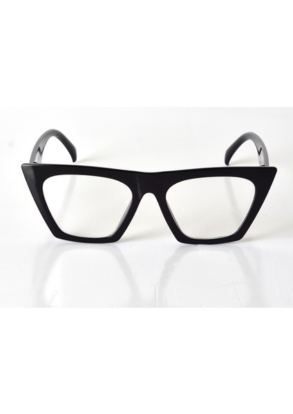 Siyah Çerçeveli Şeffaf Cam Unisex Stil Gözlük