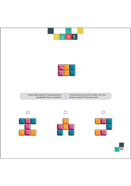 CUBE (3-4 Yaş) - IQ, Dikkati Güçlendirme Seti-Anasınıfı | Türkçe-İngilizce modelleri