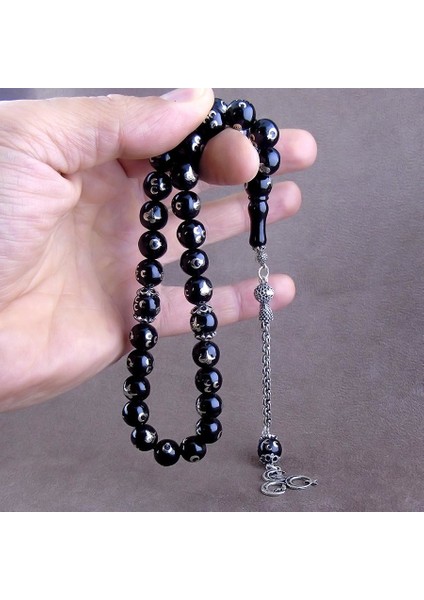 Tuğra Ayyıldız Üç Hilal Işlemeli Oltu Tesbih fiyatları