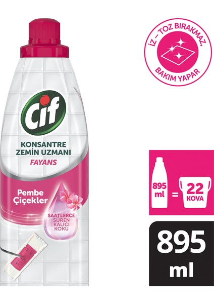 Konsantre Zemin Uzmanı Fayans Pembe Çiçekler 895 ml