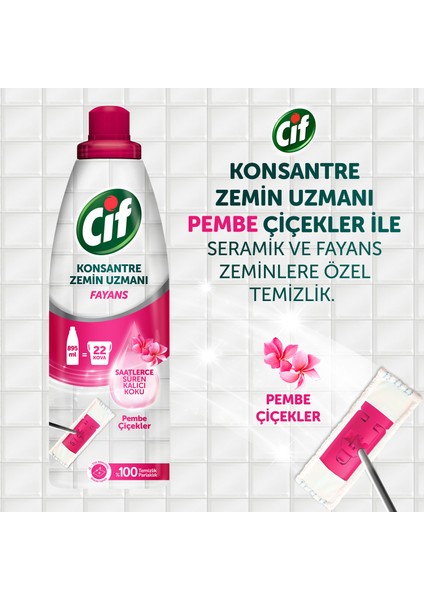 Konsantre Zemin Uzmanı Fayans Pembe Çiçekler 895 ml