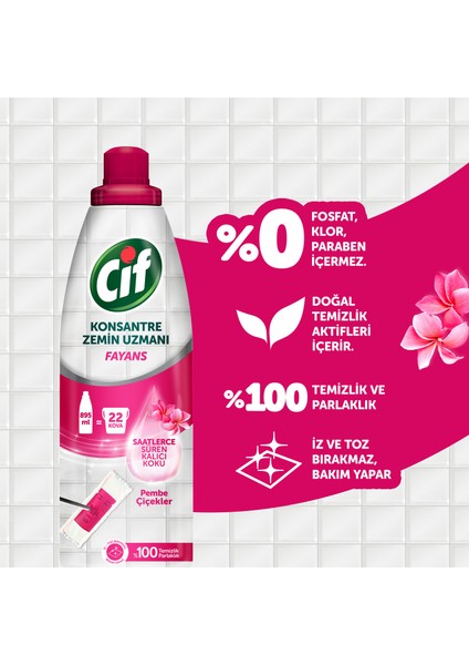 Konsantre Zemin Uzmanı Fayans Pembe Çiçekler 895 ml