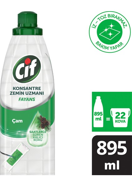 Konsantre Zemin Uzmanı Fayans Çam 895 ml