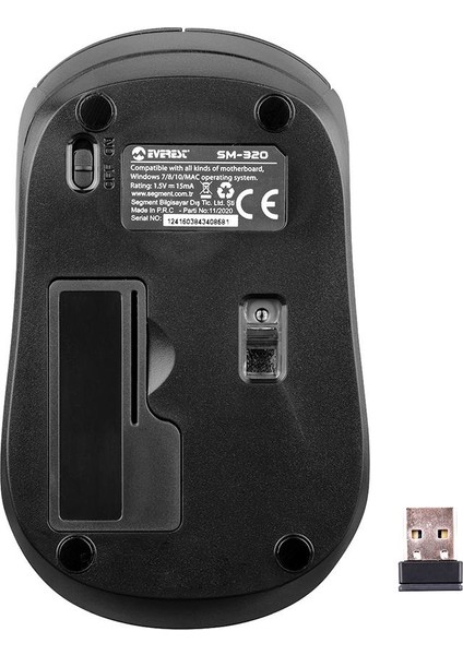 SM-320 Mouse USB Siyah 1600DPI Optik Kablosuz Mouse