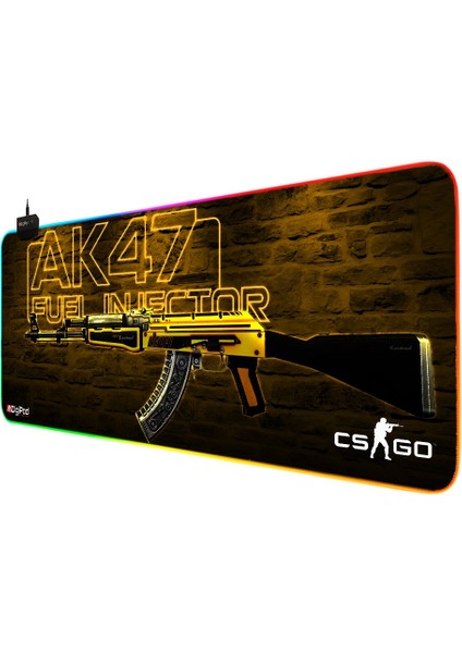 RGB Gaming Oyuncu Mousepad RGB AK47 70 X 30 Kaymaz Taban 4mm Kalınlık