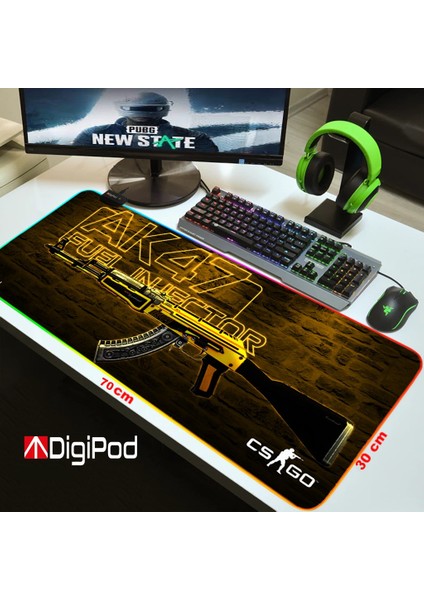 RGB Gaming Oyuncu Mousepad RGB AK47 70 X 30 Kaymaz Taban 4mm Kalınlık