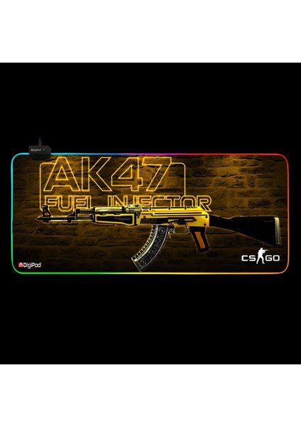 RGB Gaming Oyuncu Mousepad RGB AK47 70 X 30 Kaymaz Taban 4mm Kalınlık