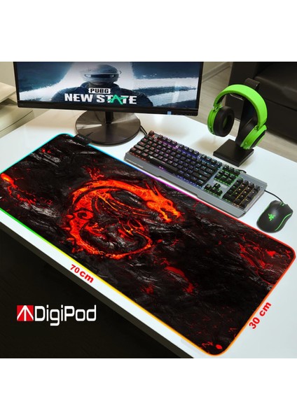 Rgb Oyuncu Mousepad Rgb Gaming Oyuncu Mouse Pad Kaymaz Taban 70 x 30