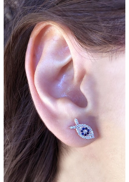 925 Ayar Gümüş Zirkon Taşlı Balık Küpe