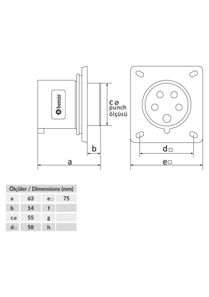 Cee Norm 5/16 Amper Makina Fişi BEM-BC1-1505-2114