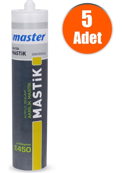 Profesyonel Silikonize Akrilik Mastik (E450) 450 gr Gri-5 Adet